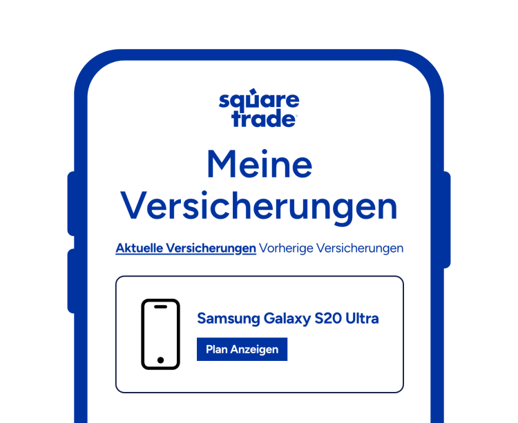 Darstellung des Online-Schadenportals, das die Option zeigt, eine Schadensmeldung f&uuml;r ein Smartphone zu melden.